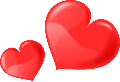 Векторный рисунок двух сердец глянцевый