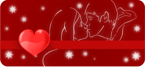 Desenho vetorial de casal a beijar