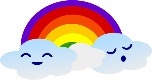 可爱云与彩虹矢量图像