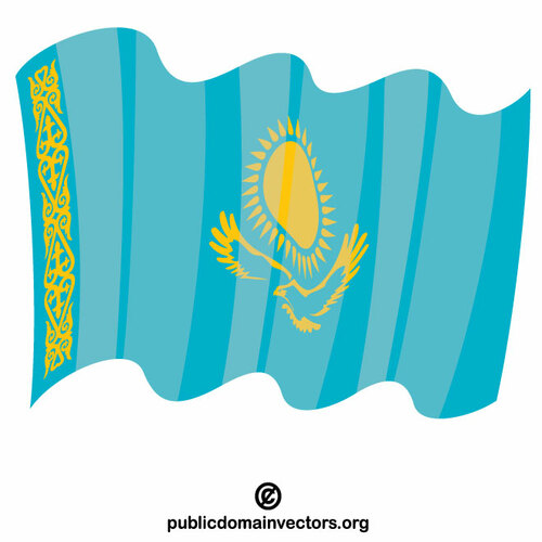 Mengibarkan bendera Kazakhstan