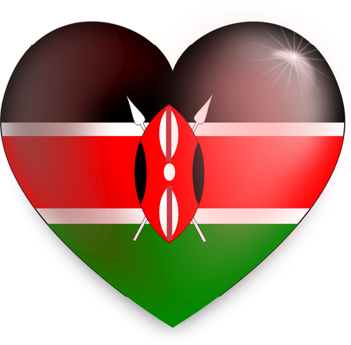 Flaga Kenii serca grafika wektorowa