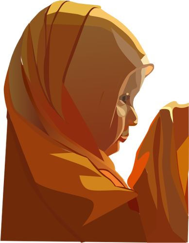 Vektor ilustrasi wanita muda yang berdoa