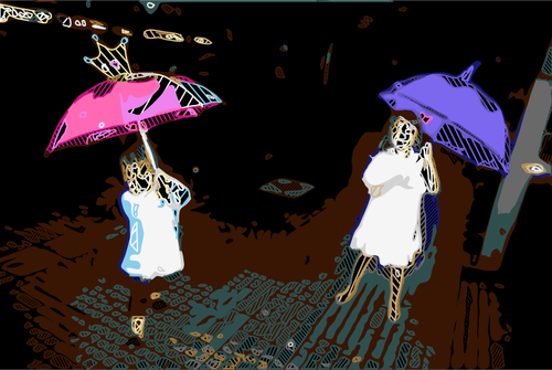 Kinderen met paraplu 