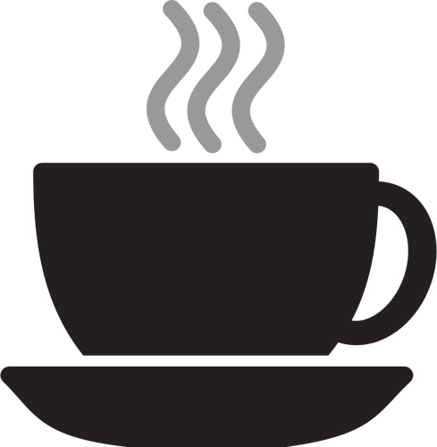 Vector tekening van dampende koffie of thee beker met schotel