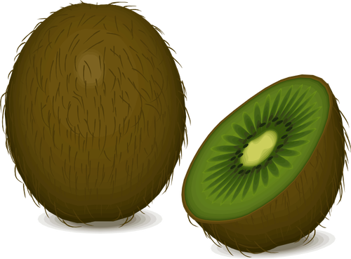 Kiwi frukt og halvparten