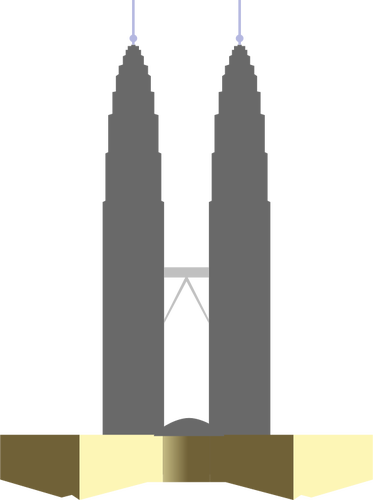 Petronas ikiz kuleleri siluet vektör çizim