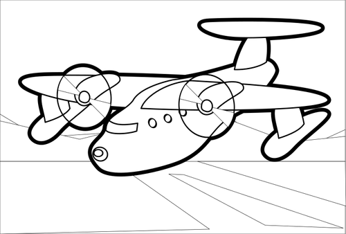Umriß vektor zeichnung Propellerflugzeug