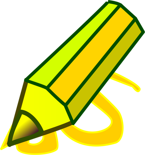 Grafis pensil hijau dan kuning yang tebal