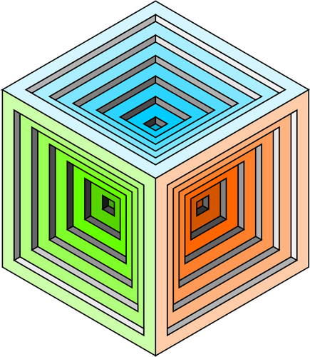 Cubo colorido gravado