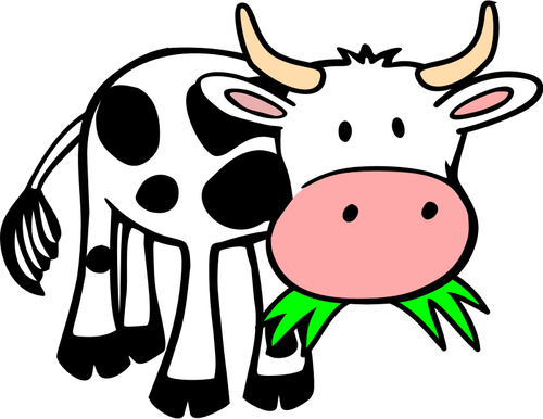 漫画牛吃草矢量图像
