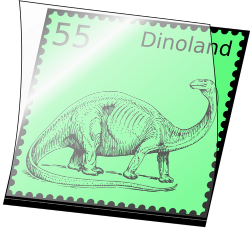 Vector illustraties van postzegel met dinosaurus