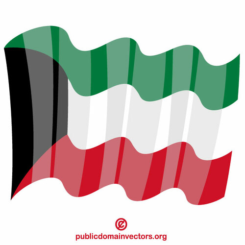 कुवैत का झंडा लहराते हुए