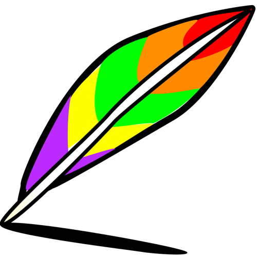 Tekening van regenboog gekleurde veer