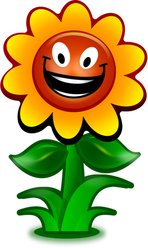 Immagine vettoriale di fiore gioco carattere sorridente