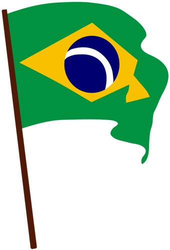 Flagga Brasilien på pole vektorritning