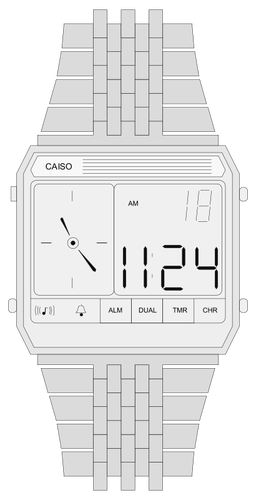 Digital watch dengan tali logamnya vektor gambar