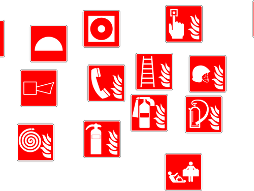 Imagem vetorial de sinais de aviso de combate a incêndio