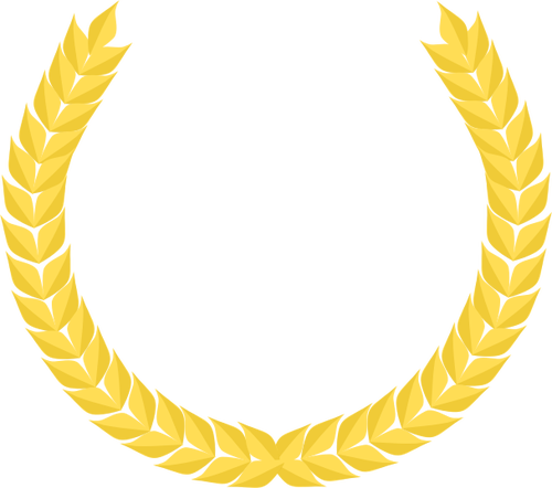 Vector dibujo de corona de laurel con trigo de oro
