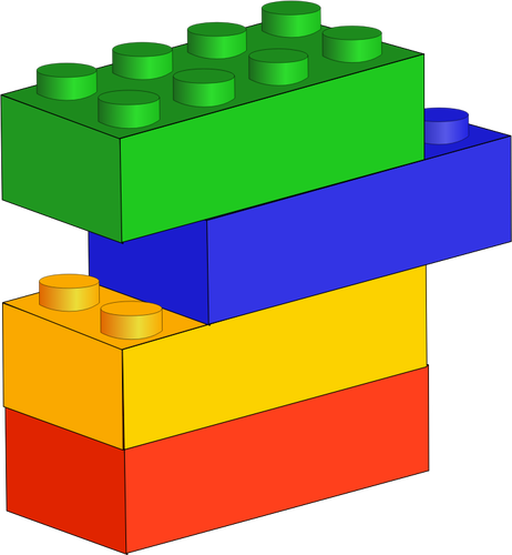 Empat blok bangunan berwarna-warni vektor gambar