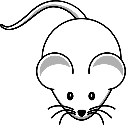 Vector illustraties van cartoon witte muis met lange snor
