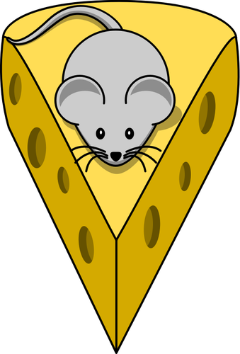 Ilustración vectorial de ratón en un queso