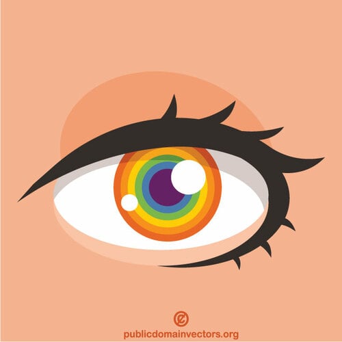 Ojos coloreados con colores LGBT