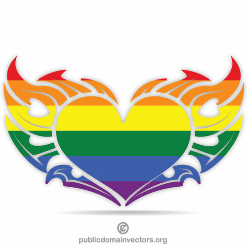 LGBT ध्वज के साथ दिल जलरहा है