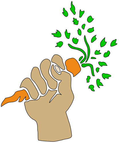 Main tenant de dessin vectoriel de carotte