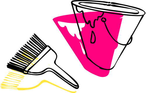 Illustrazione vettoriale di vernice e pennello