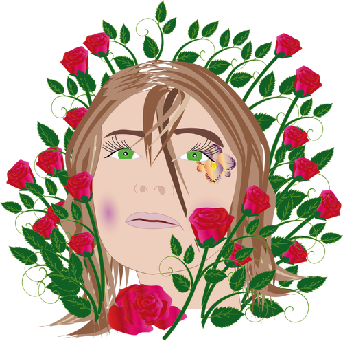 गुलाब के साथ लड़की