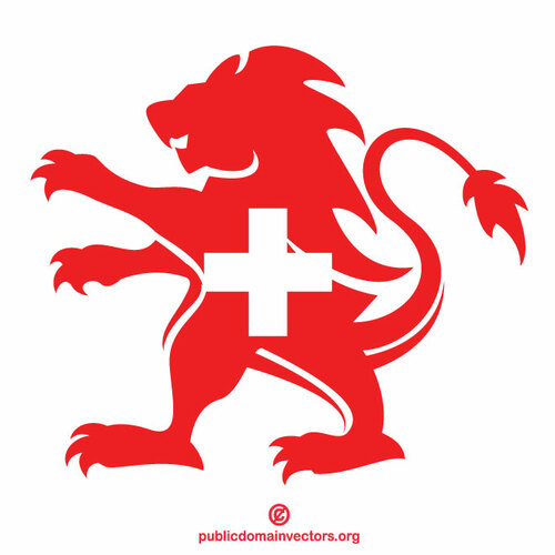 Szwajcarska flaga lew sylwetka