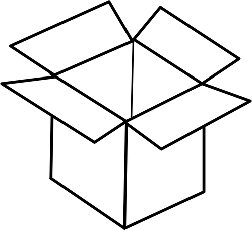 Imagen de arte de línea vectorial de abrir la caja de cartón