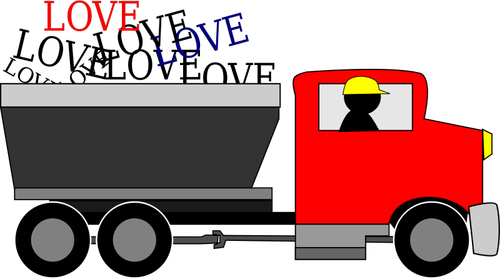 Vector de la imagen del camión de reparto de amor