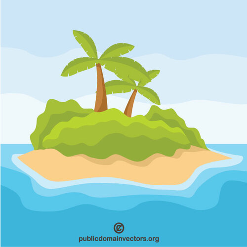 Solitaria isla con palmeras
