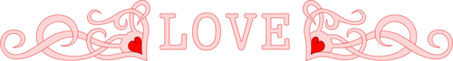 Ilustraţie vectorială de culoare roşie inimile şi cuvântul dragoste