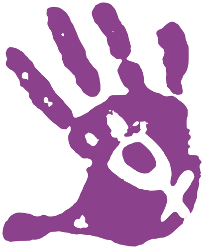 Impresión púrpura de la mano