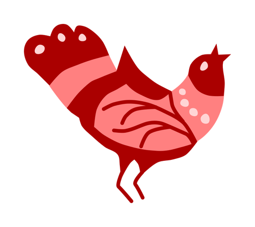 Red folk art bird vector clip art