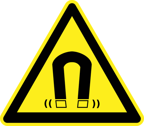 Ímans em forma de símbolo de aviso