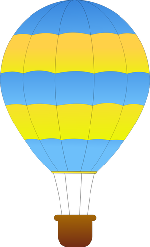 Gambar vektor balon udara panas garis horizontal hijau dan biru