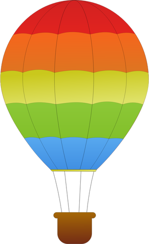 Vågräta gröna, röda och blå ränder varm luft ballong vektorgrafik