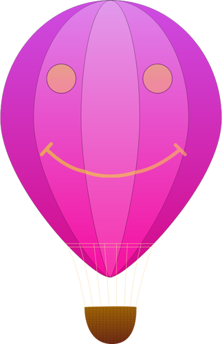 垂直粉红色条纹热空气气球向量剪贴画