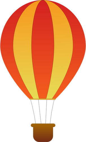 गर्म हवा के गुब्बारे वेक्टर चित्रण कार्यक्षेत्र लाल और पीले धारियों