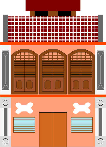 Vector illustration of transitional-style shop building in Malaysia