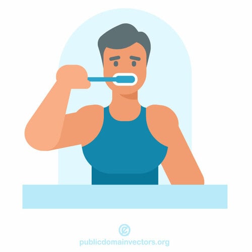 Hombre cepillando los dientes