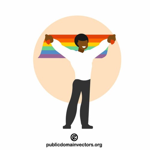 Hombre negro sosteniendo la bandera LGBT