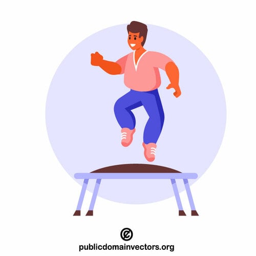 Homem pulando em um trampolim