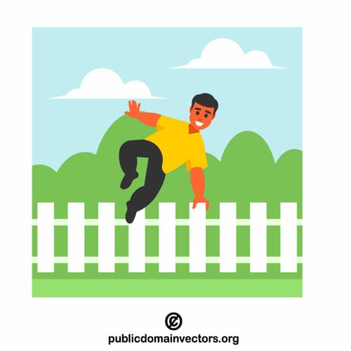 אדם קופץ מעל הגדר