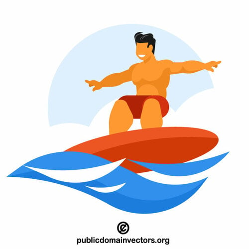 Homme sur la planche de surf