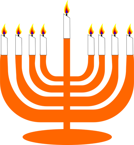 Vector image of Menorah with Shamash