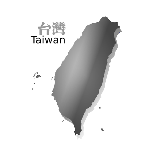 ताइवान वेक्टर छवि का ग्रे मानचित्र